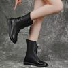 New Retro Pu Leather Ingle Boots Long Boots Female Ankle Boots Soft Bottom Leather Boots Flat Autumn And Winter Boots