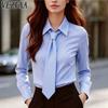 Women's Fashion Casual Spring Autumn Stripe Print Long Sleeve POLO Neck Blouses & Shirts