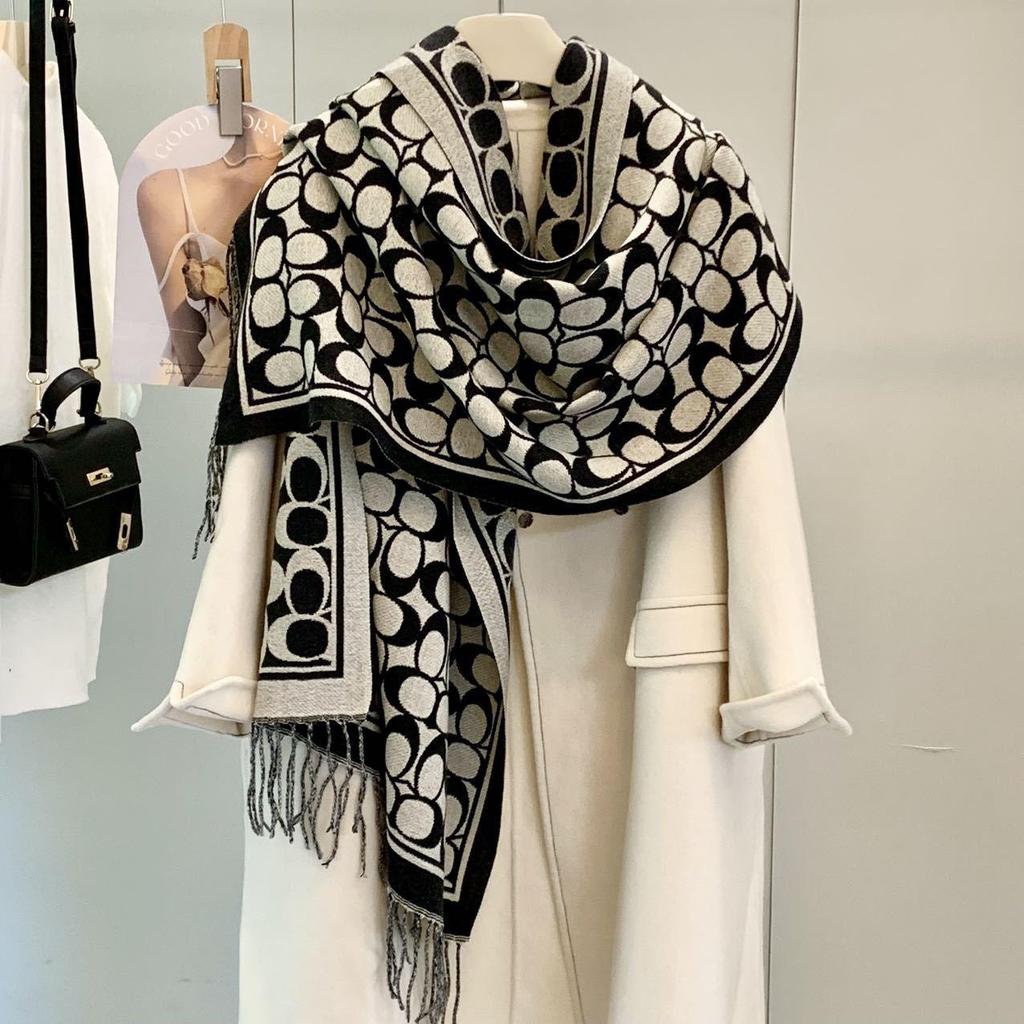 Women's Double-Sided Thickened Imitation Cashmere Scarf: Versatile, Warm Tassel Shawl for Autumn and Winter