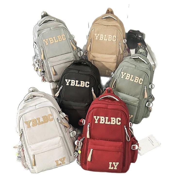 Schoolbag American Large Capacity Girls Trendy Lightweight Simple Versatile School Bag Junior High School Student Backpack