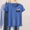 Women's Round Neck Short Sleeve Knitted T-Shirt