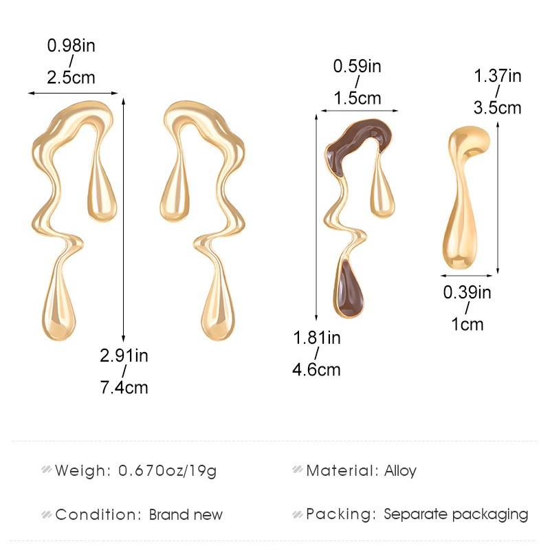 Liquid Irregular Geometric Stud Earrings Sweet and Cool Personality Design Sense Simple Alloy Water Drop Earrings