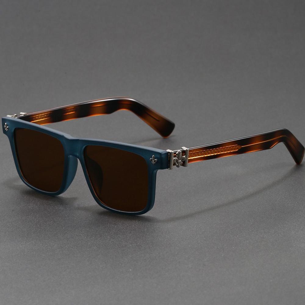 Vintage Punk Square Sunglasses Men Women Retro Frosted Clear Frame Tortoiseshell Temple UV400 Sun Glasses Shades