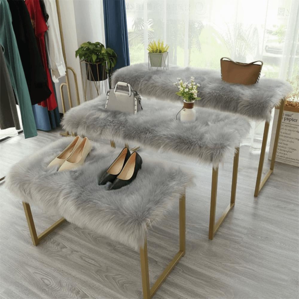 Simple Faux Fur Rug Shaggy Imitation Wool Mat Table Cover Fluffy Carpet  Living Room