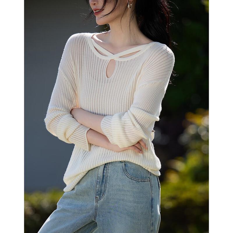 DEMANA Sophisticated Spliced Lapel Cable Knit Sweater Top for Women