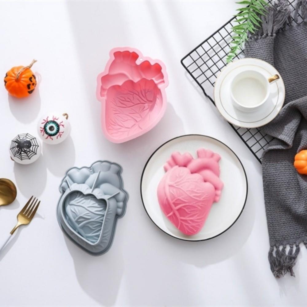 DIY Brain Dessert Mold Non-Stick Halloween Baking Silicone Mold Heart shape Cake Mold  Fondant