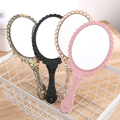 Damen Retro Vintage Schminkspiegel Muster Griff Handspiegel Spitzen Spiegel