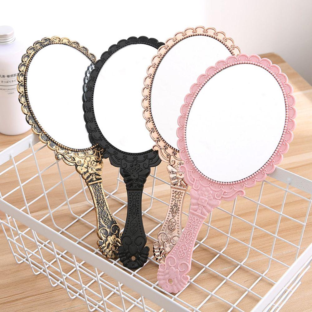 Ladies Vintage Creative Handhold Mirrors Makeup Mirrors Pattern Handle Lace Mirrors