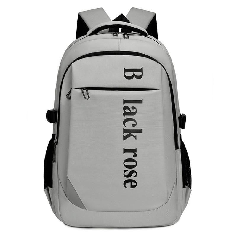 

Letter Printed Simple Large Capacity Men Backpack For Commuting And Business Gray