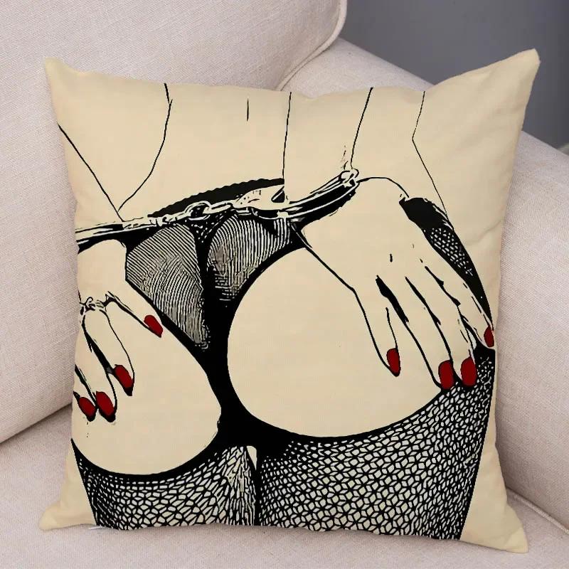 Home Decor Living Room Cartoon Sexy Lady Pillowcase Decoration Pretty Girl Ass Cushion Cover Sofa Car