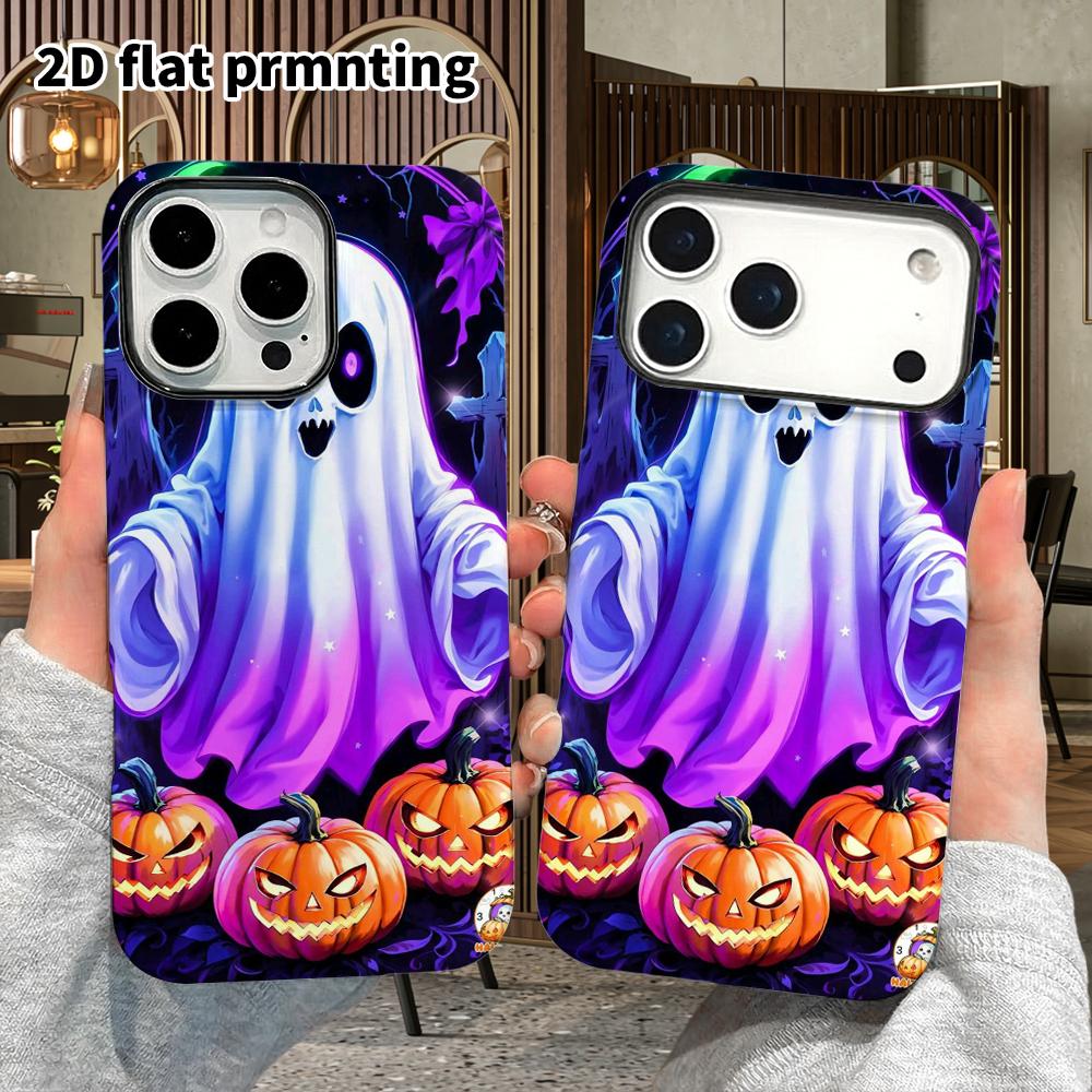 Phone Case: 2D Flat Design Suitable for iPhone 18, 17, 16, 15, 14, 13 Pro Film Protective Case, Couple Style, Ghost Pumpkin, Christmas and Halloween G
