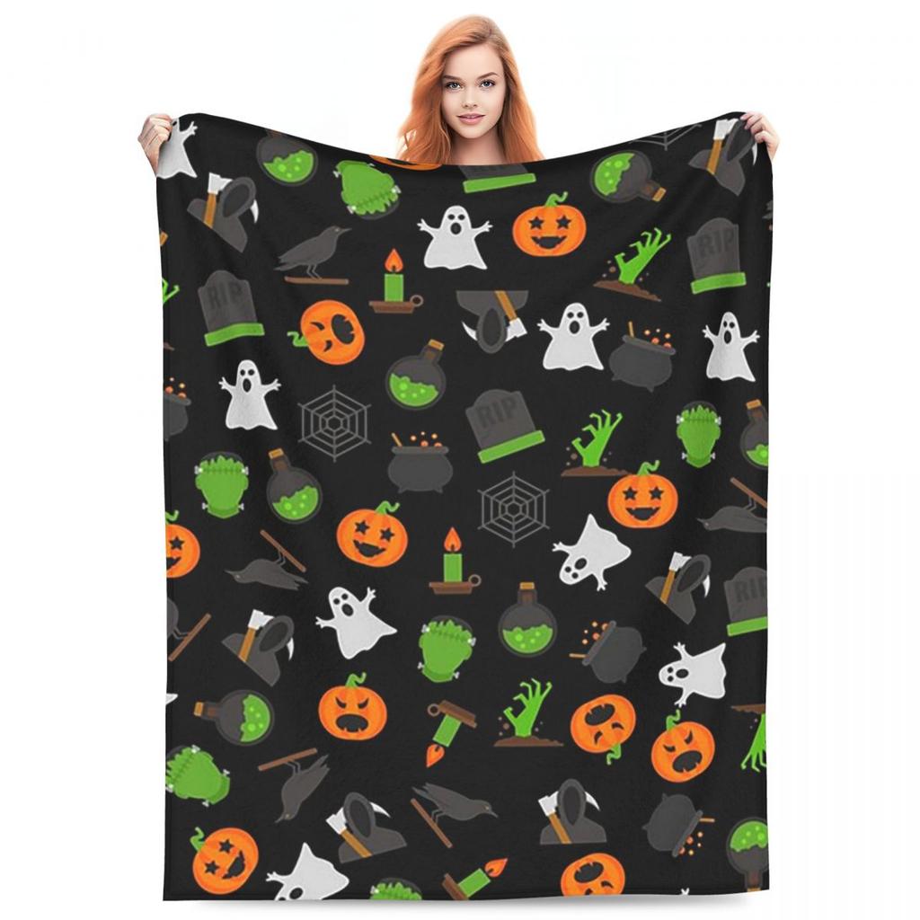 Halloween-Kürbisse und Geister Hexenparty Decken Fleece-Kuscheldecke Überwürfe für Sofa Bettwäsche Überwürfe Tagesdecke Steppdecke