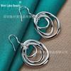 Silver Frosted Triple-Circle Wave Earrings - Women's Jewelry