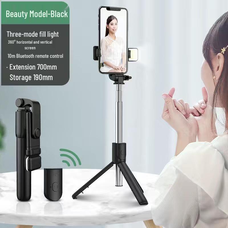 CrossR1/R1S Selfie Stick with Anti-Shake, Bluetooth, Fill Light, and Live Streaming Stand