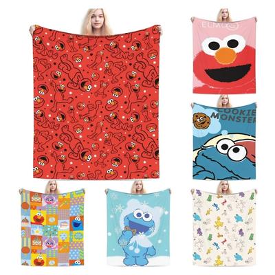 Rotes tanzendes Elmo-Muster Sesamstraße Wolldecken Neuartige Überwurfdecken für Sofa Bettwäsche Wohnzimmer 125*100cm Tagesdecke