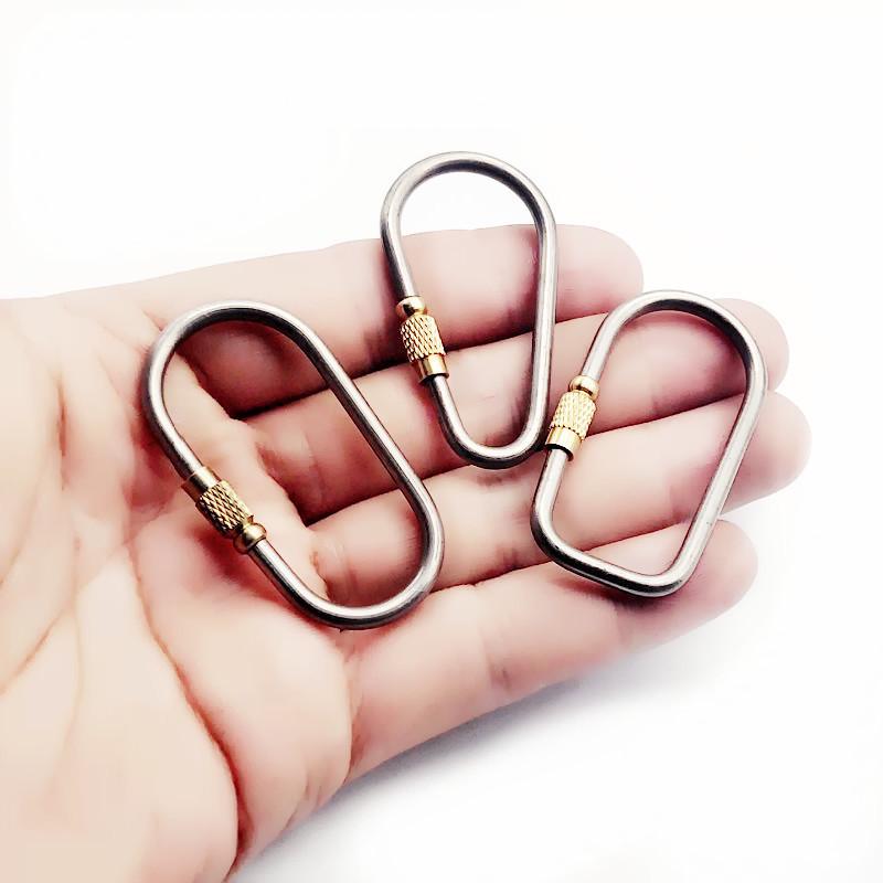 Retro Style Titanium Alloy Keychain: Outdoor EDC Carabiner with Quick Release Brass Buckle and Backpack Hanger