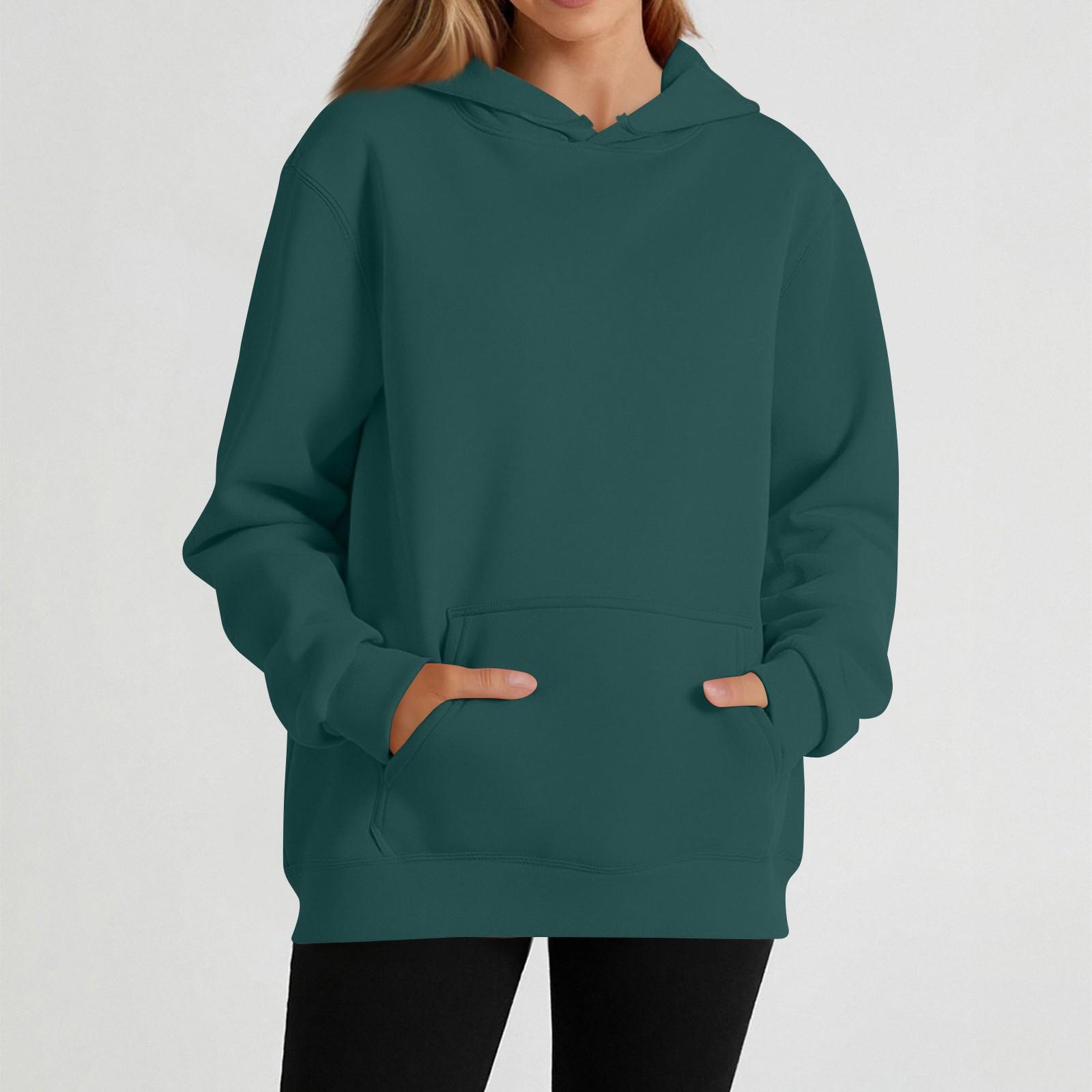 

Женский повседневный худи с длинными рукавами и капюшоном, однотонный S темно-зеленого