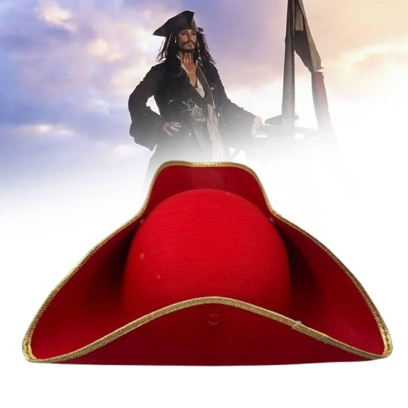 Stylish Red Pirate Captain Hat Cosplay Costume Accessory For Halloween Parties And Events