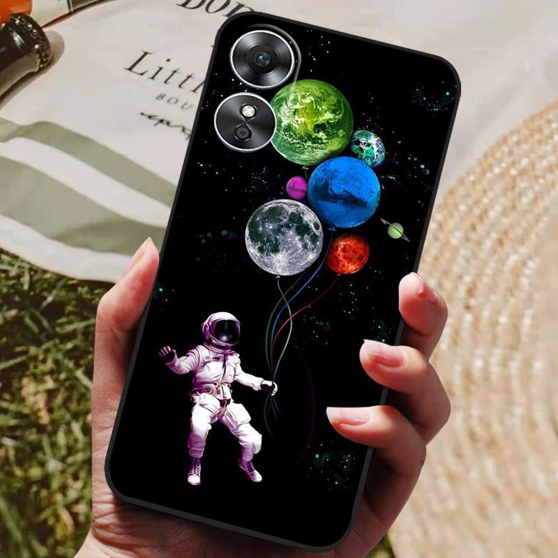 For OPPO A58 4G Case Covers Painted Soft Silicone Black Cover for Oppo A38 4G A18 cases OPPOA38 CPH2579 TPU Coque Protective