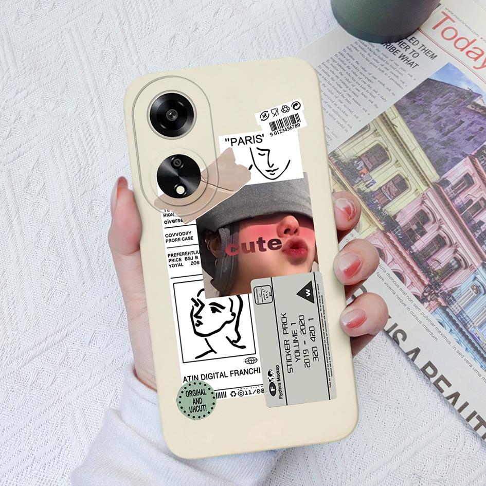 Casing For Oppo A35 A11 A1K A7 A15 A55 A1 A52 Phone Cover Elegant Sweet Girl Pattern Liquid Silicone Anti Slip Protective Advanced Shell For Oppo Capa