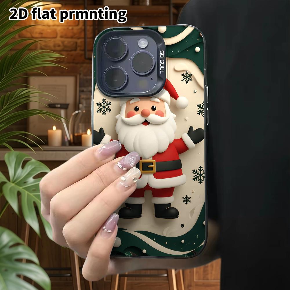 Phone Case: 2D Flat Design for iPhone 13 Pro To 18, Rainbow Silver Color, Couple Style, Simple Red Background Poster, Christmas and Halloween Gifts