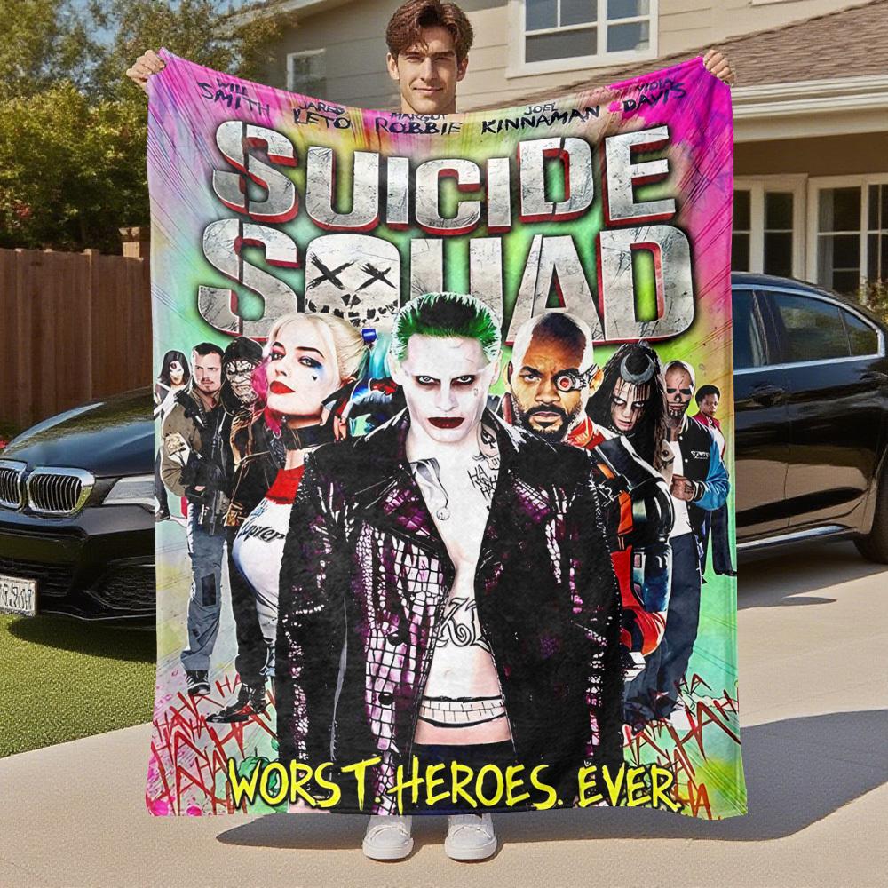 1PC Suicide Squad Outdoor Flannel Blanket Soft Plush Decor for Picnics, camping,Bedroom, Playroom, Office1220A