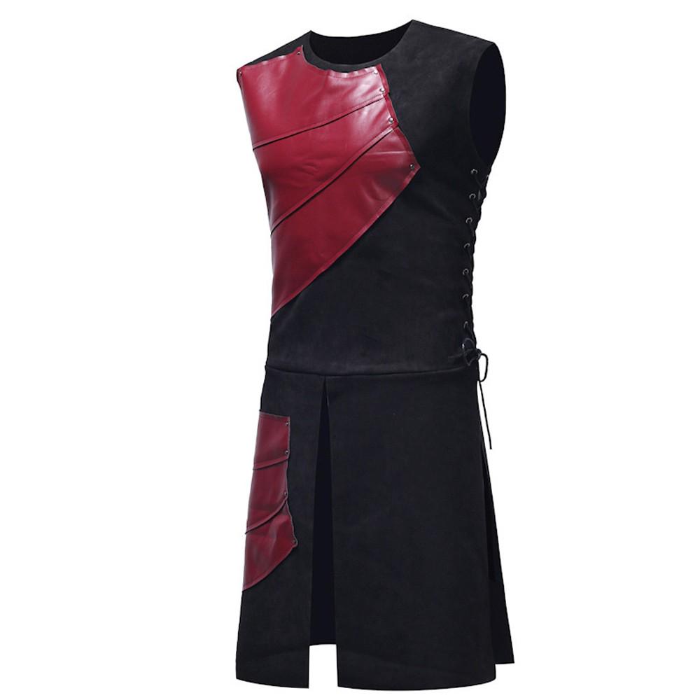  MenTops Party  Leather Vest Laced Up Sleeveless Cosplay Custome Blouse
