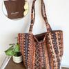 Stylish Double Sided Design Plaid Tote Bag Colorful Thicken Handbag Soft Large Capacity Woolen Tote Bag Daily Use