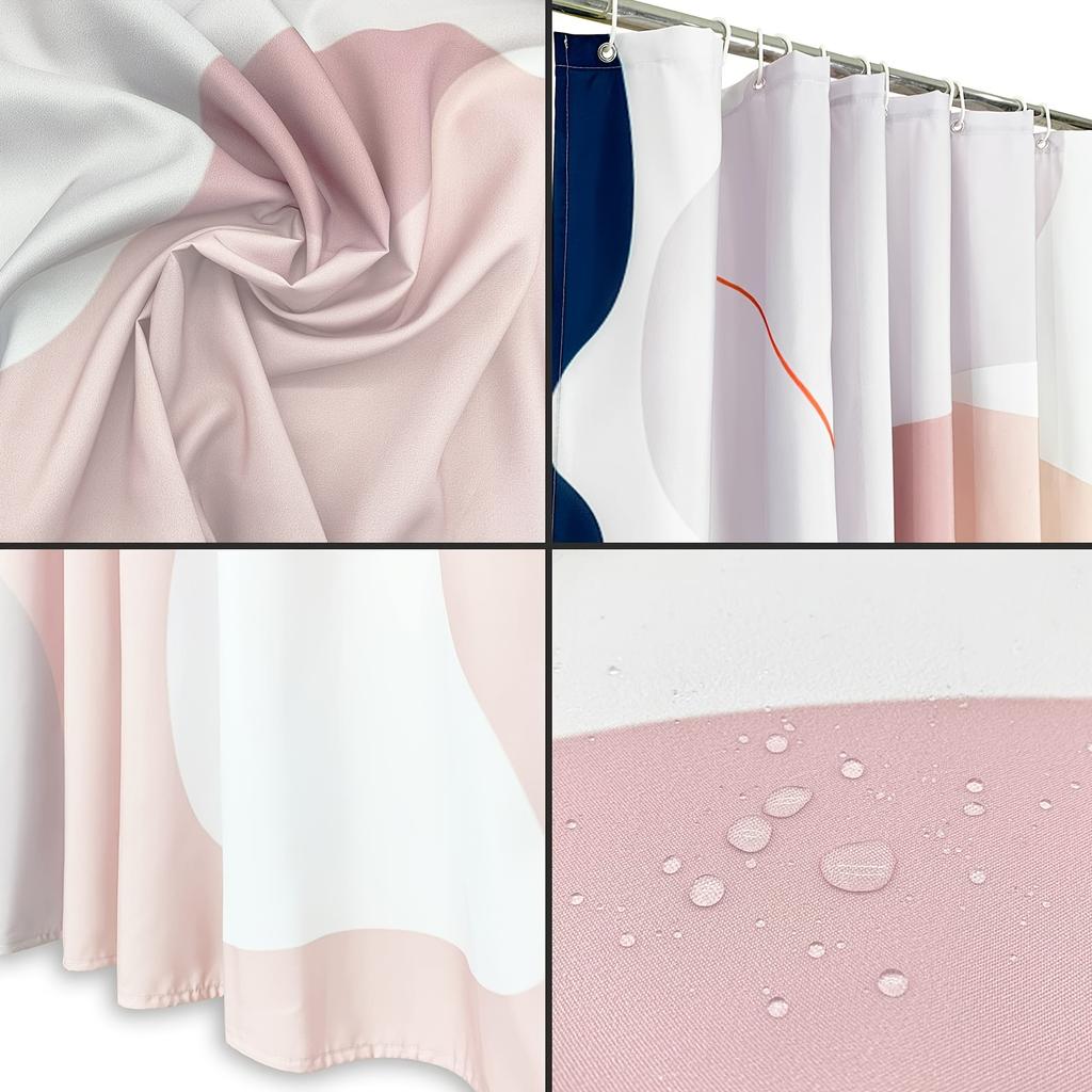 1 Set Bathroom Set With Shower Curtain And Rugs Non-Slip Bath Mat Toilet Lid Cover 12 Hooks Morandi Color 4-Piece Decor
