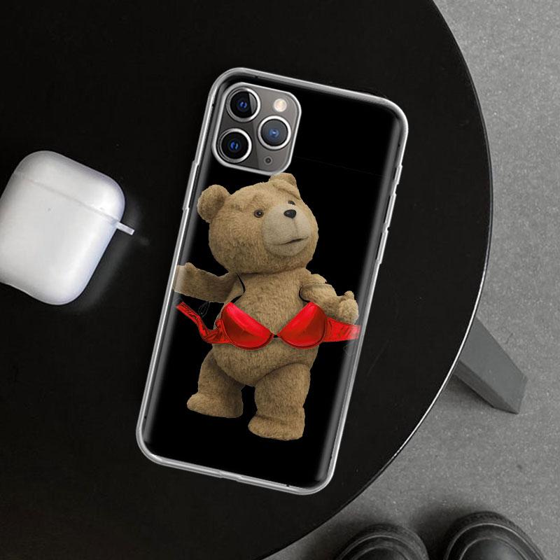 Naughty Cute Bear Funny Mascot Phone Case Cover for iPhone 11 12 13 Mini 14 15 Plus 16 Pro Max 17 Air 7 8 + SE Art Customized Fu
