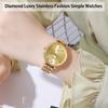 Simple and stylish wristwatch with classic and large gold quartz stainless perfect for business or as a luxury women's diamonds, design, accents.
