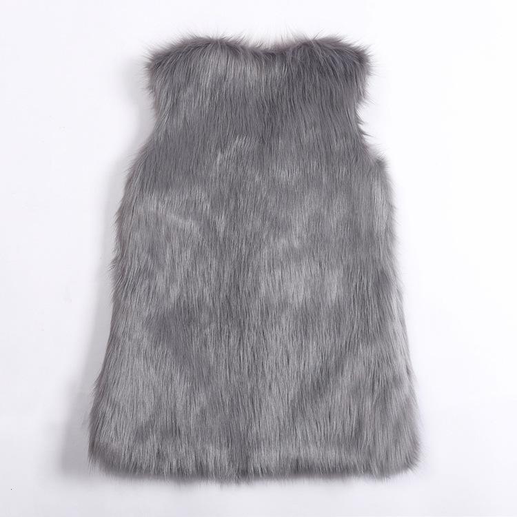 Winter medium and long imitation fox fur, vest, thermal vest, women's vest jacket, coffee-colored fluff