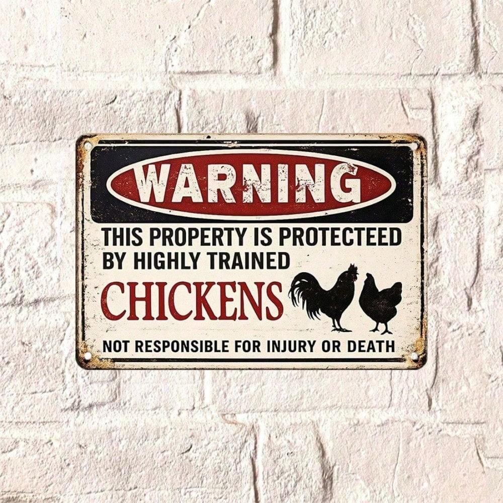 1PC Funny Chickens Tin Sign 8x12 Retro Farm Humor Metal Plaque for Coop Kitchen Wall Decor