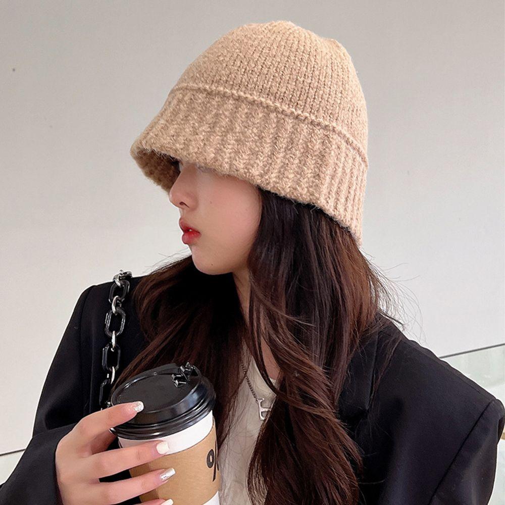 Outdoor Sunscreen Cap Korean Style Cap Fisherman Bucket Hat Autumn Winter Hat Knitting Wool Cap