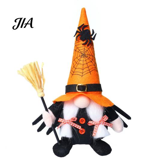 Small Car Interior Decorations Halloween Gnome Decoration, Spooky Orange Black Spider Web Boo Swedish Tomte Party Table Centerpieces Elf Figurine,