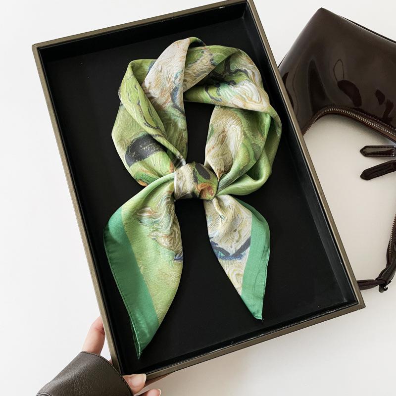 70Cm Silk Scarf Neck Small Square Scarf Women'S Spring And Summer Temperament Versatile Silk Scarf High-End Fashion Thin Scarf