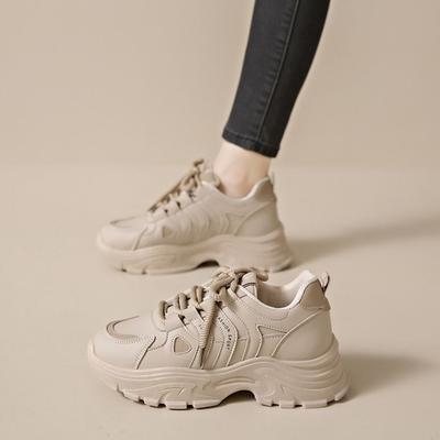Korean Retro Thick Soled Women's Sports Shoes, Autumn and Winter Thick Soled Height Increasing Student Running Casual Shoes