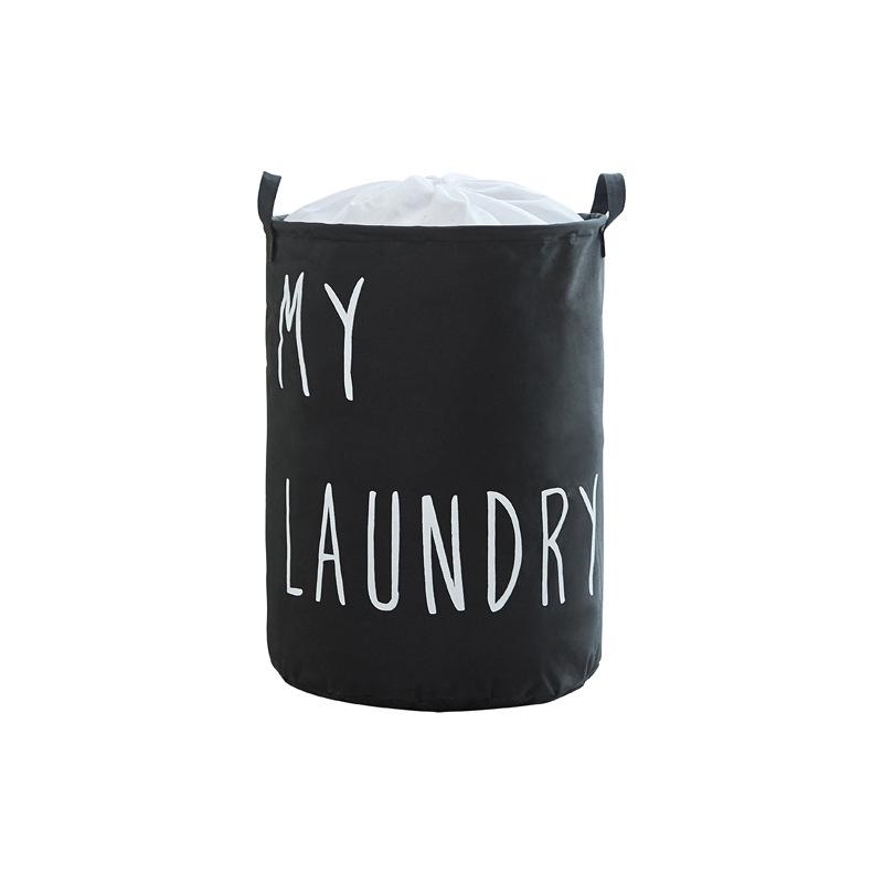 Oxford Cloth Foldable Laundry Basket - Large Capacity with Drawstring 35x45 cm чёрный