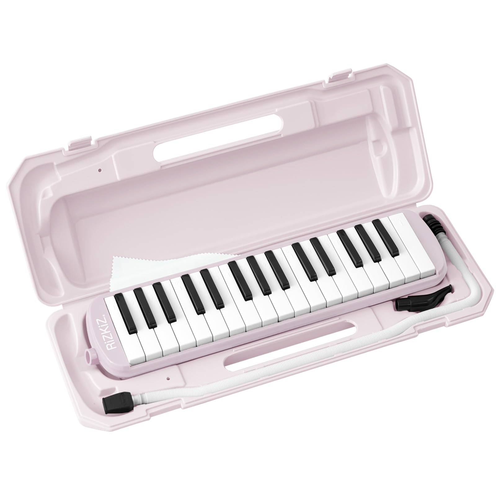 

RiZKiZ Melodica 32 Keys Can be used in the for tabletop and standing with a holding and name sticker space [Pastel Pink] classroom, use, mouthpiece,