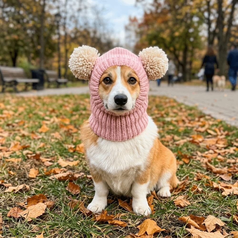 Handgestrickte Hundemütze Warme Winter-Hundemütze Kälteschutz Haustier-Nackenschutz Kaltes Wetter