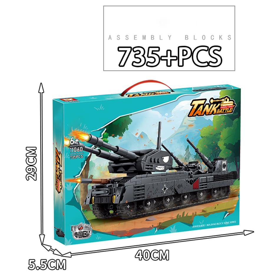 WW2 Military Cartoon Tank Monster Germany Karl Gerat Railway Gun P1000 Soviet KV 44 Model Building Blocks Bricks Toys Kids Gifts