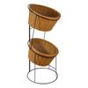 Freestanding Produce Display Rack Stable Floor with Woven Baskets