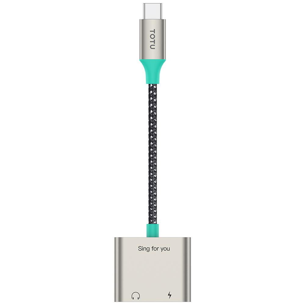 TOTU AD-5 13cm USB-C to USB-C + 3.5mm Audio Adapter Cable Support PD 30W Fast Charging