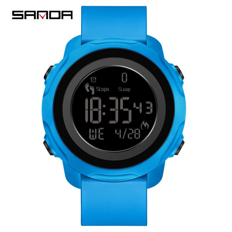 Sanda Waterproof Digital Watch with Step Counter, Calorie Tracker, Alarm, and Multifunctional Features for Outdoor Sports