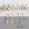 Latest Zircon Crystal Cubic Zircon Stylish Jewelry Crystalline Small Hoops Sets Long Gold Color Chain Earrings Women Twist Beads Huggie Stylish