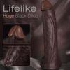 11-Inch Lifelike Large Black Dildo with a Realistic Skin-like Texture, Featuring a Strong Suction Cup for Hands-free Use