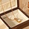 Elegant Hollow-Out Waterdrop Pearl Pendant Necklace Stylish Collarbone Chain Titanium Steel Jewelry