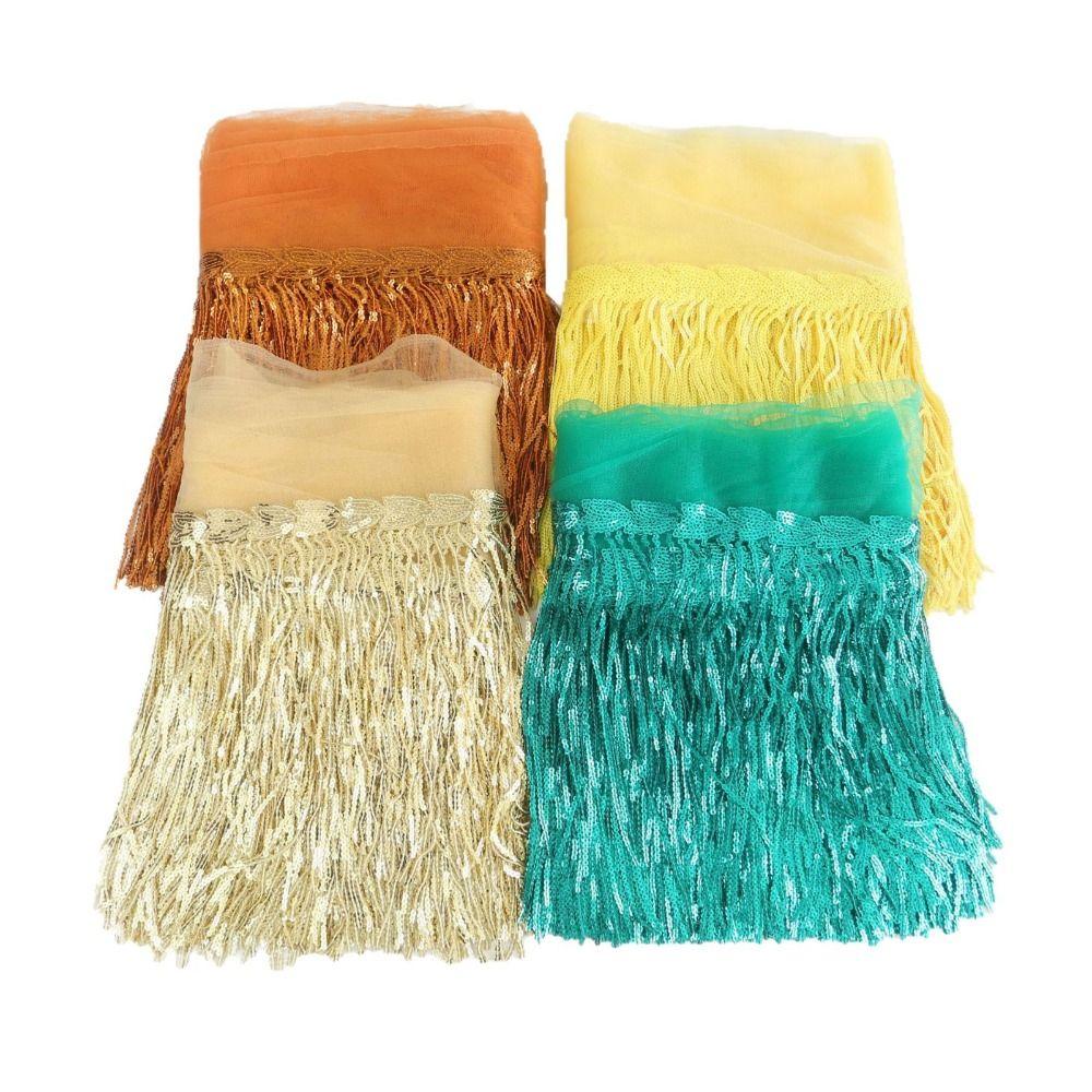 10 Yards DIY Accessories Lace Ribbon Sequins Material Glitter Tassels  Dress Trimming