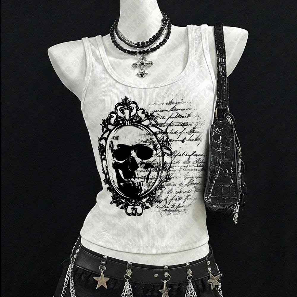 2000s y2k Harajuku New Model Ribbed Tank Streetwear Trendy personality Clothes Year round clothing Unisex Comfortable Short soft