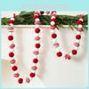 Holiday Felt String With Red White Ornaments For Christmas Tree And Window Ornament